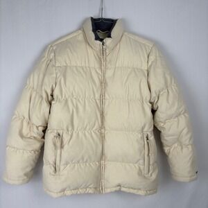 Abercrombie‎ Womens Cream Puffer Jacket Full Zip Goose Down Insulated Size M